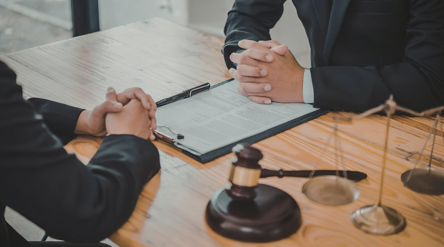 Lawyer and client meeting